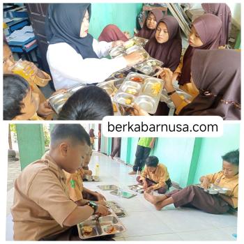 Makanan Gratis Bergizi di SDN 007 Rimbo Panjang : Enak, Lezat Hingga Minta Nambah