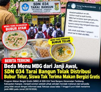 Beda Menu MBG dari Janji Awal, SDN 034 Tarai Bangun Tolak Distribusi Bubur Telur, Siswa Tak Terima Makan Bergizi Gratis